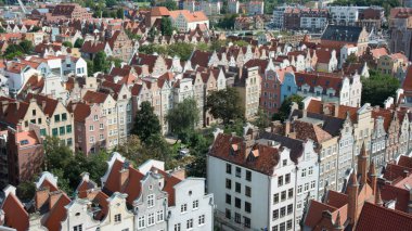 Gdansk binalarının ve parkların güzel manzarası. Polonya. Avrupa