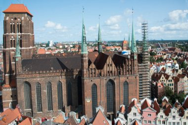 Aerial view of cathedral at Gdansk. Poland, Europe