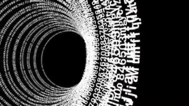 Daire çizgisi üzerinde rastgele beyaz sayılar üst üste biniyor..