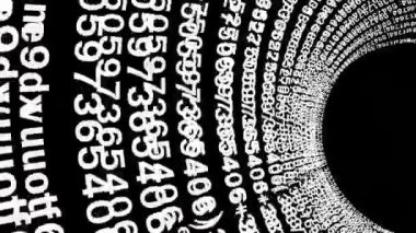 Daire çizgisi üzerinde rastgele beyaz sayılar üst üste biniyor..