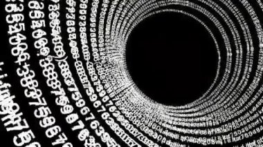 Daire çizgisi üzerinde rastgele beyaz sayılar üst üste biniyor..