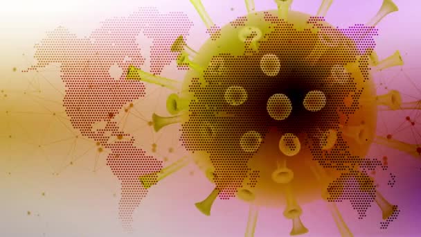 Covid Neustále Víří Barevném Pozadí Mapy Světa — Stock video