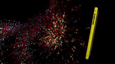 Renkli bir arkaplanda cep telefonu çalkalanıyor