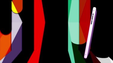 Renkli arka plan ve yeşil ekran üzerinde cep telefonu girdapları.