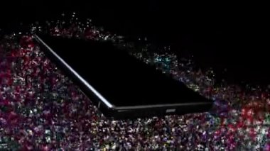 Renkli bir arkaplanda cep telefonu çalkalanıyor