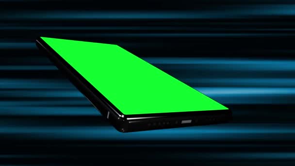 手机在色彩艳丽的背景上旋转 屏幕是绿色的 — 图库视频影像