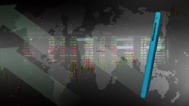 Los Teléfonos Móviles Giraron Detrás Ellos Los Números Comercio Acciones — Vídeo de stock