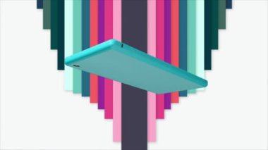 Renkli hatlar ve yeşil ekran üzerinde cep telefonu girdapları.