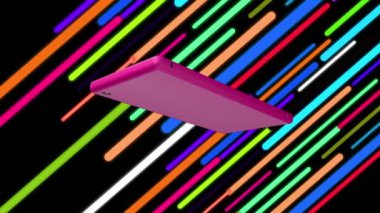 Cep telefonu renkli çizgilerin arka planında dolaşır.