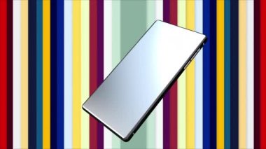 Cep telefonu renkli çizgilerin arka planında dolaşır.