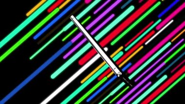 Cep telefonları, neon ışık çizgileri sürekli hareket ederken arka planda döner..