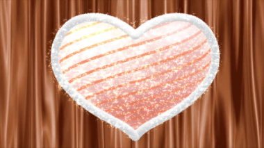 Beyaz tüylü bir kalp merkezde ve içinde renkli bir kalp var..