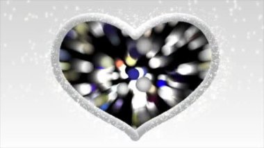 Renkli sisli beyaz kalp ve içinde ışık parlak ve güzel görünüyordu..