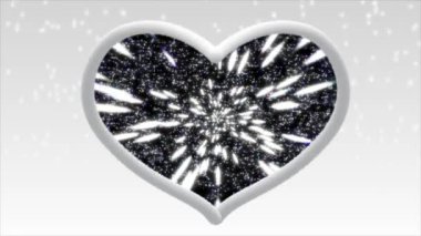 Renkli sisli beyaz kalp ve içinde ışık parlak ve güzel görünüyordu..