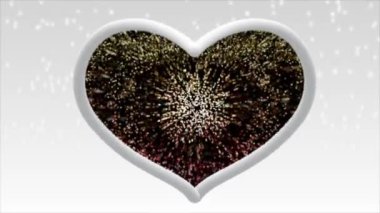 Merkezinde beyaz kürkü olan bir kalp ve içinde parlak renkli bir ışık demeti hareket ediyordu..