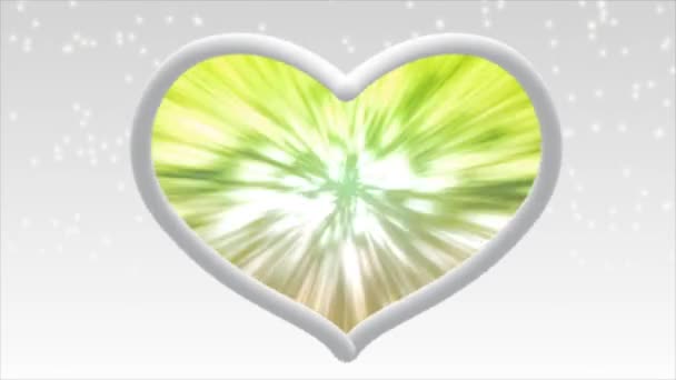 Coração Branco Com Névoa Colorida Luz Interior Parecia Brilhante Bonito — Vídeo de Stock
