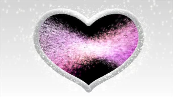 Renkli Sisli Beyaz Kalp Içinde Işık Parlak Güzel Görünüyordu — Stok video