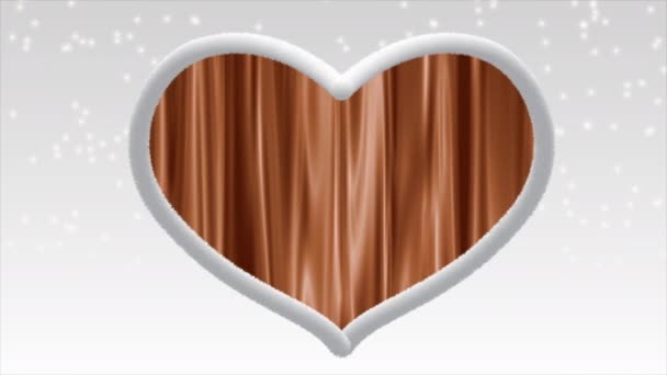 Ortasında Beyaz Kürk Içinde Sallanan Kumaş Olan Kalp Parlak Güzel — Stok video