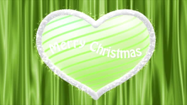 Fluffy Hearts White Text Green Cloth Swaying Background — Stock Video