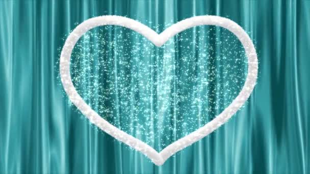 Heart White Feathers Center Swaying Cloth Background — Video Stock