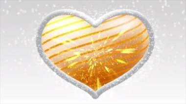 Merkezinde beyaz kürkü olan bir kalp ve içinde parlak renkli bir ışık demeti hareket ediyordu..