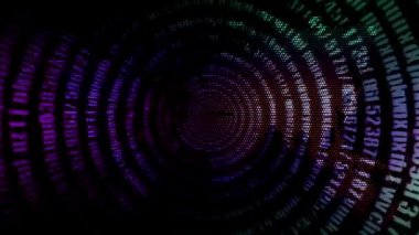 Dünya haritası arkaplanındaki bir çember çizgisi üzerinde sürekli rastgele sayılar.