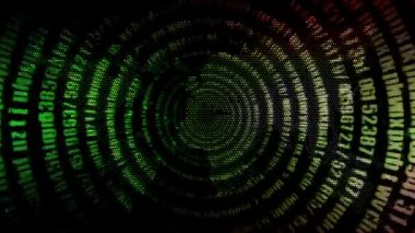 Dünya haritası arkaplanındaki bir çember çizgisi üzerinde sürekli rastgele sayılar.