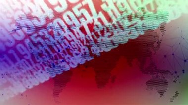 Dünya haritası arkaplanındaki bir çember çizgisi üzerinde sürekli rastgele sayılar.