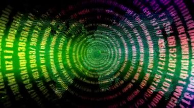 Dünya haritası arkaplanındaki bir çember çizgisi üzerinde sürekli rastgele sayılar.