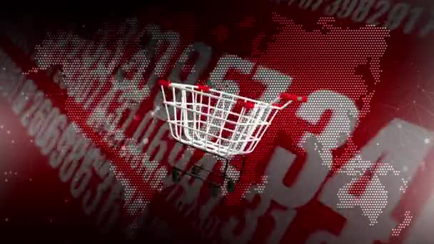 Shopping Cart Swirls Continuously Background Continuous Random Numbers — Stockvideo