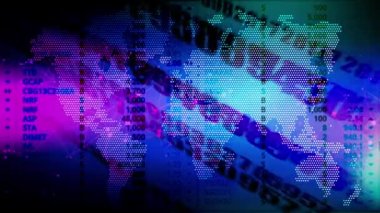 Rastgele numaralar, temel bir dünya haritası olan bir arkaplanda devam ediyor.
