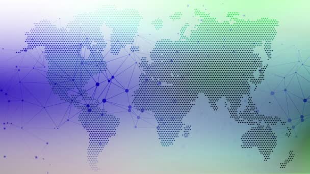 Linhas Conexão Frente Atrás São Colorido Mapa Mundo — Vídeo de Stock