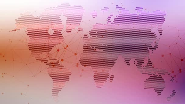 Connecting Lines Front Colorful World Map — Video Stock