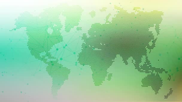 Connecting Lines Front Colorful World Map — Vídeo de Stock