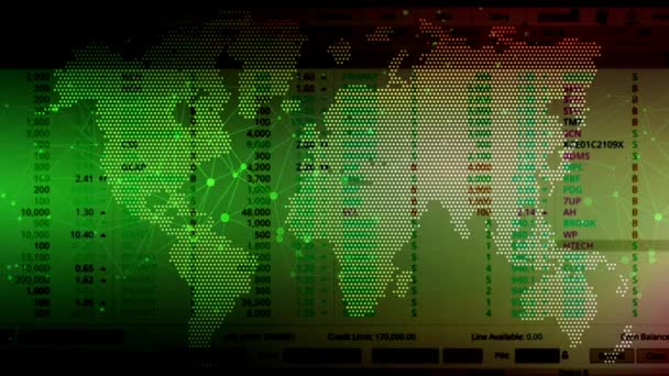 Random Numbers Continue Background Elemental World Map — 图库视频影像