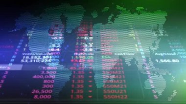 Rastgele numaralar, temel bir dünya haritası olan bir arkaplanda devam ediyor.