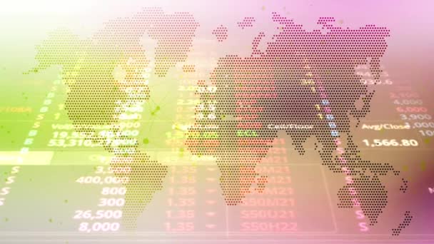 Números Aleatórios Continuam Fundo Que Mapa Mundo Elementar — Vídeo de Stock