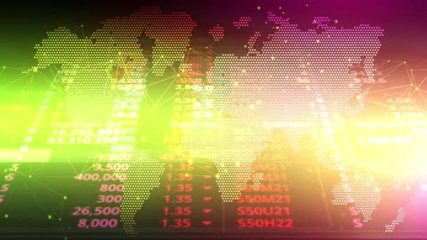 Números Aleatórios Continuam Fundo Que Mapa Mundo Elementar — Vídeo de Stock