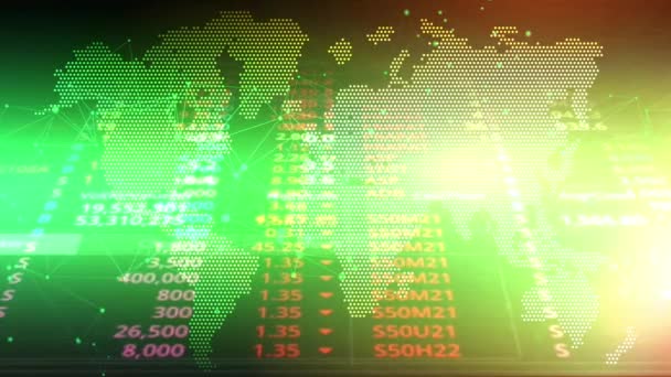 Numeri Casuali Continuano Uno Sfondo Che Una Mappa Del Mondo — Video Stock