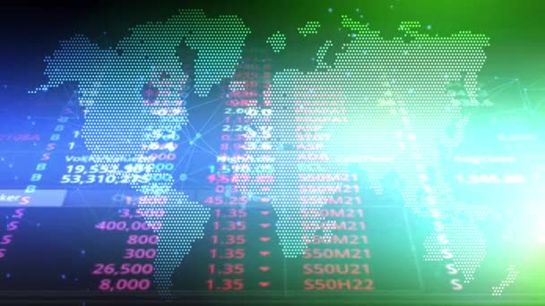 Numeri Casuali Continuano Uno Sfondo Che Una Mappa Del Mondo — Video Stock