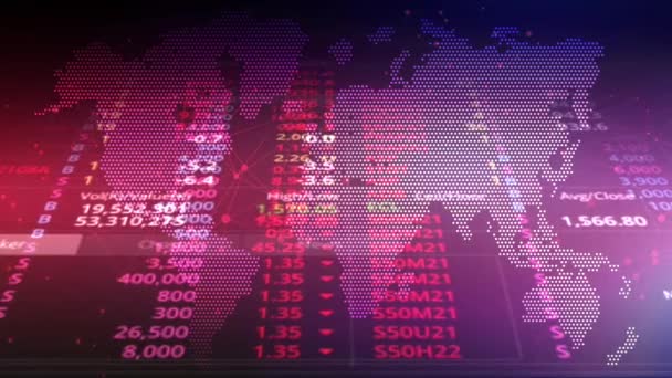 Random Numbers Continue Background Elemental World Map — Vídeo de Stock