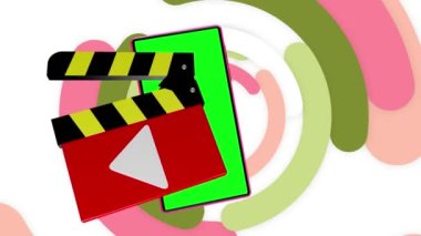 Yeşil cep telefonunun ekranından simgeler fırlıyor, şık ve güzel görünüyorlar..