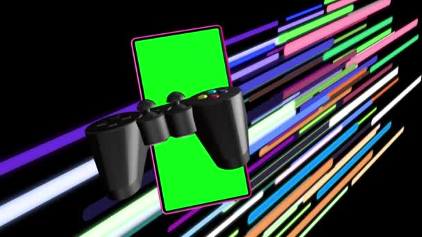 Icon Flashed Screen Mobile Phone Green Screen Continuously Spinning — Video