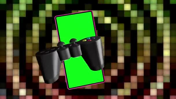 アイコンは緑の画面で携帯電話の画面から点滅し 継続的に回転 — ストック動画