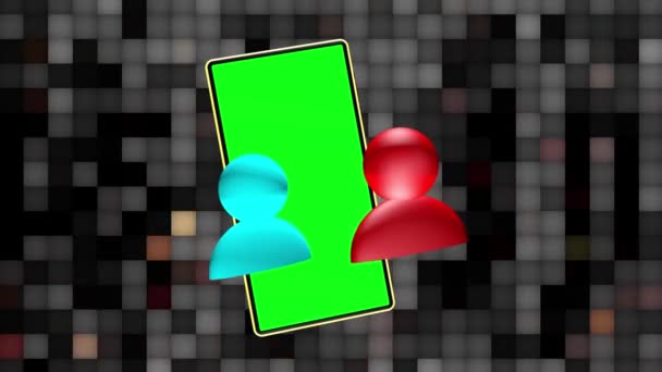 Icon Flashed Screen Mobile Phone Green Screen Continuously Spinning — Video