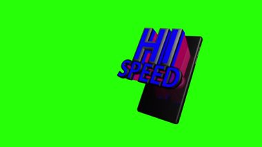 Parlak yeşil arka planda cep telefonunun ekranından harfler belirir.