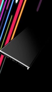 Renkli arka plandaki telefon modern ve güzel görünüyor..