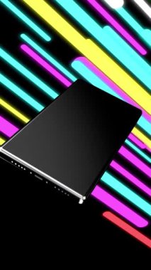 Renkli arka plandaki telefon modern ve güzel görünüyor..