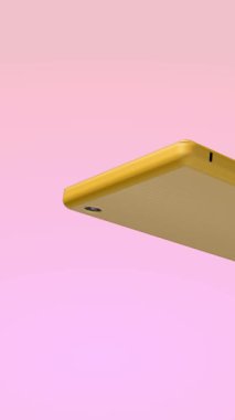 Cep telefonu, sürekli hareket eden parlak neon hatlarının arka planında..