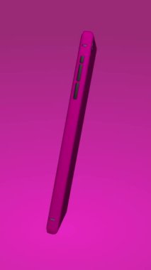 Cep telefonu, sürekli hareket eden parlak neon hatlarının arka planında..